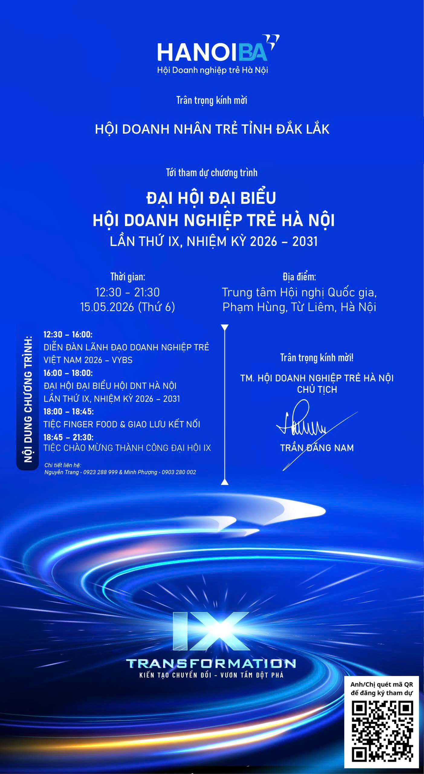 Thư mời tham dự Đại hội Đại biểu Hội Doanh nghiệp trẻ Hà Nội lần thứ IX, nhiệm kỳ 2026 - 2031
