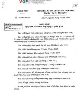 Nghị định số 126/2024/NĐ-CP của Chính phủ: Quy định về tổ chức, hoạt động và quản lý hội